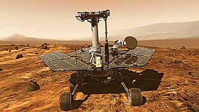 Künstlerische Darstellung eines Rovers auf dem Mars