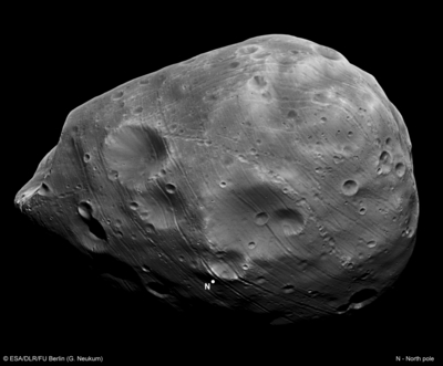 Phobos,

gesehen durch den Nadirkanal der HRSC