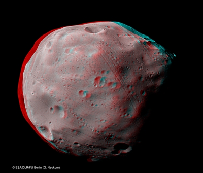 3D-Stereo-Bild von der Oberfläche des Mondes Phobos