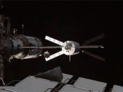 Das ATV bei der Annäherun an die ISS